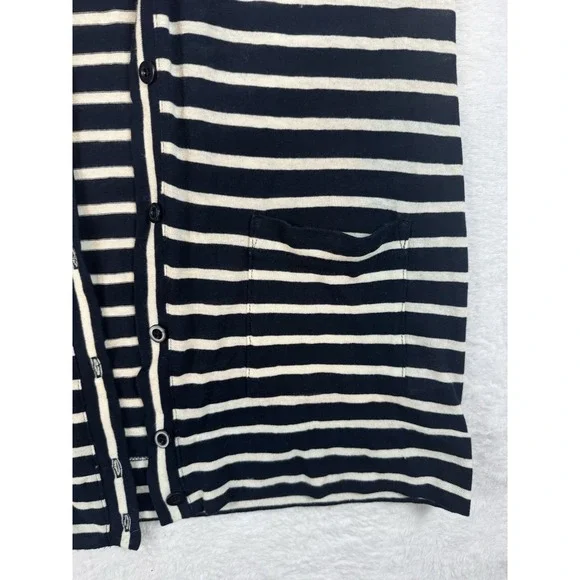 NWT J Crew Women's Medium Nautical Navy Stripe Cardigan Pockets Buttons Preppy - Picture 7 of 8